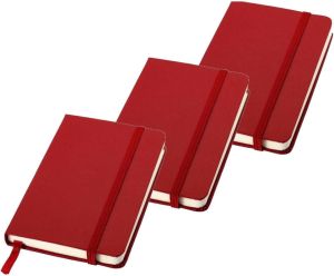 Merkloos 3x Stuks Rood Pocket Luxe Schriften notitieblokjes Gelinieerd A6 Formaat Notitieboek