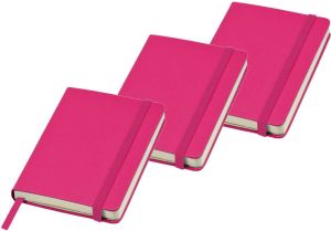 Merkloos 3x stuks roze luxe schriften gelinieerd A5 formaat Notitieboek