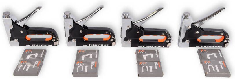 Merkloos 4 stuks Krachtig Nietpistool met Nietjes Robuuste Nietmachine Oranje & Zwart Compact Design 15.5 cm x 2 cm x