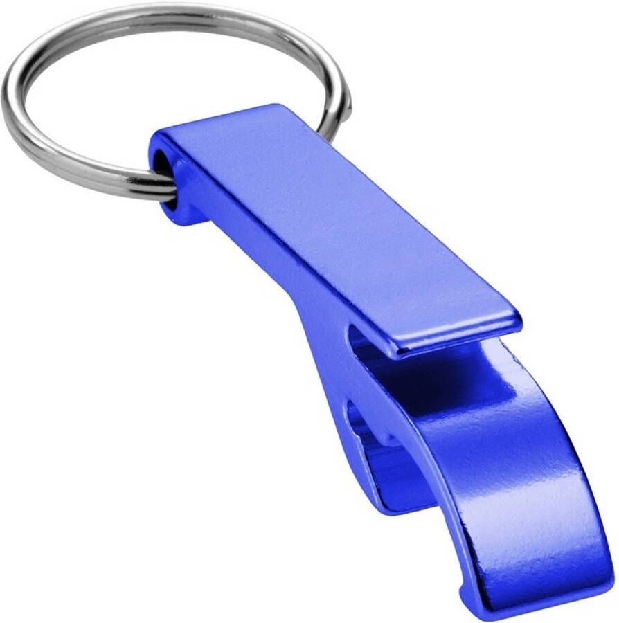 Merkloos 4x blauwe relatiegeschenk flesopener sleutelhanger blauw Sleutelhangers