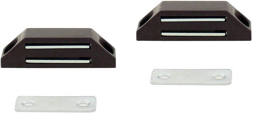 Merkloos 4x stuks magneetsnapper magneetsnappers bruin met metalen sluitplaat 6 x 3 8 x 1 6 cm Magneet snappers