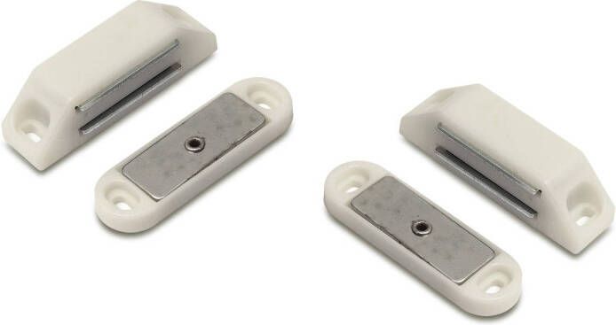 Merkloos 4x stuks magneetsnapper magneetsnappers wit met metalen sluitplaat 6 x 1 6 x 1 6 cm Magneet snappers