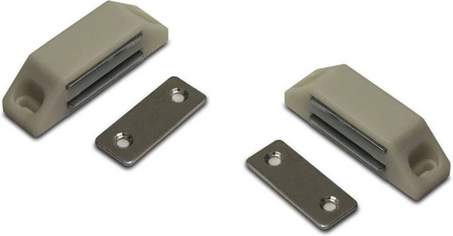 Merkloos 4x stuks magneetsnapper magneetsnappers wit met metalen sluitplaat 6 x 3 8 x 1 6 cm Magneet snappers