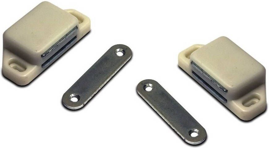 Merkloos 4x stuks magneetsnapper magneetsnappers wit met metalen sluitplaat 6 x 5 4 x 2 6 cm Magneet snappers