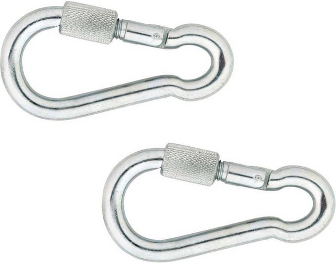 Merkloos 4x stuks snaphook karabijnhaak snaphooks met schroefsluiting verzinkt staal 9 cm Karabijnhaken