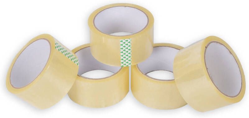 Merkloos 5x Geluidsarm Verpakkingstape Transparante Plastic Tape Verpakkingstape Rol 50m x 4.8cm