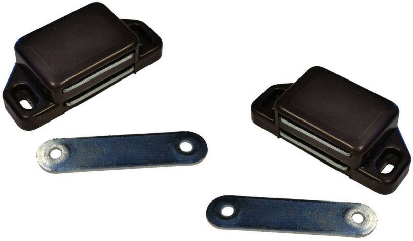 Merkloos 6x stuks magneetsnapper magneetsnappers bruin met metalen sluitplaat 6 x 5 4 x 2 6 cm Magneet snappers