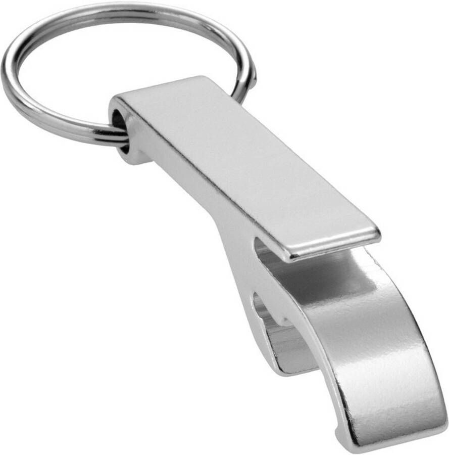 Merkloos 6x zilveren relatiegeschenk flesopener sleutelhanger zilver Sleutelhangers