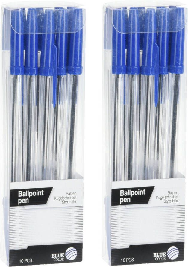Merkloos Balpennen set 20x schrijfmaterialen kleur blauw Pennen