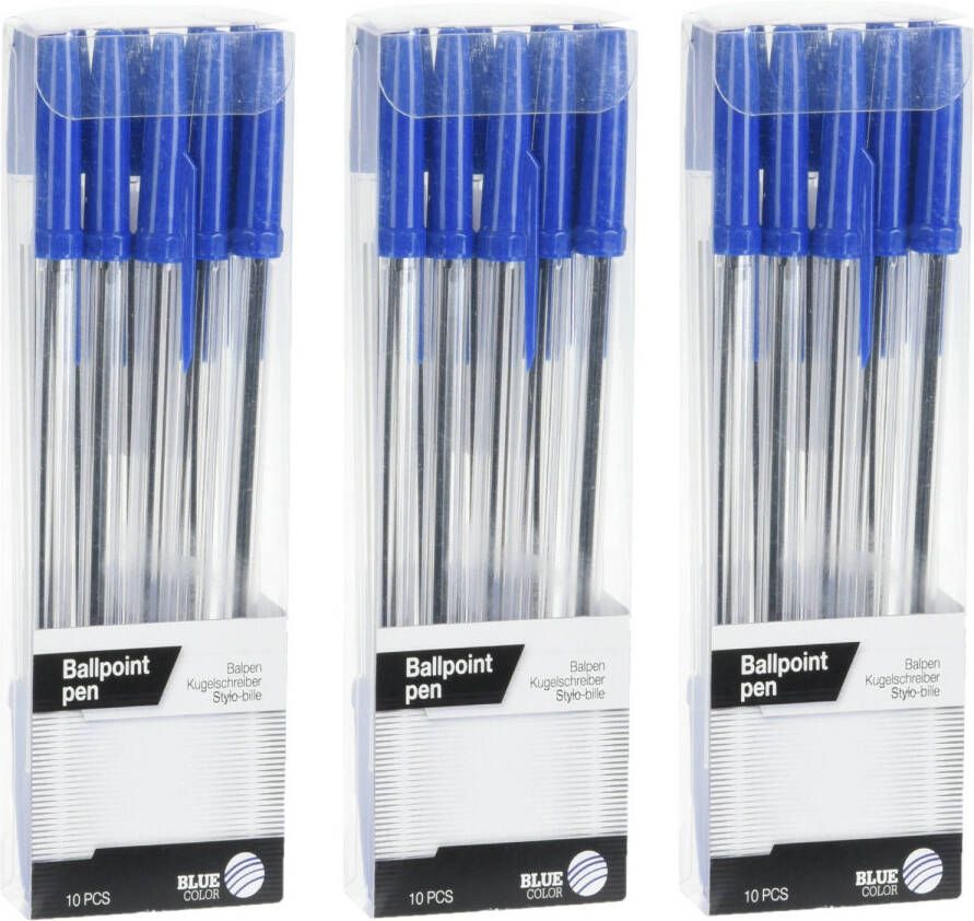 Merkloos Balpennen set 30x schrijfmaterialen kleur blauw Pennen