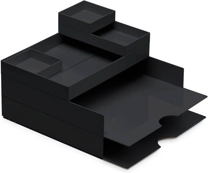 Merkloos Bureau brievenbakjes zwart Orplast Brievenbakje 2x + 4-delige set