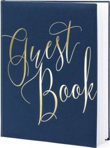 Merkloos Gastenboek navy blauw goud 20 x 25 cm Gastenboeken