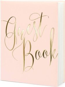 Merkloos Gastenboek roze goud 20 x 25 cm Gastenboeken
