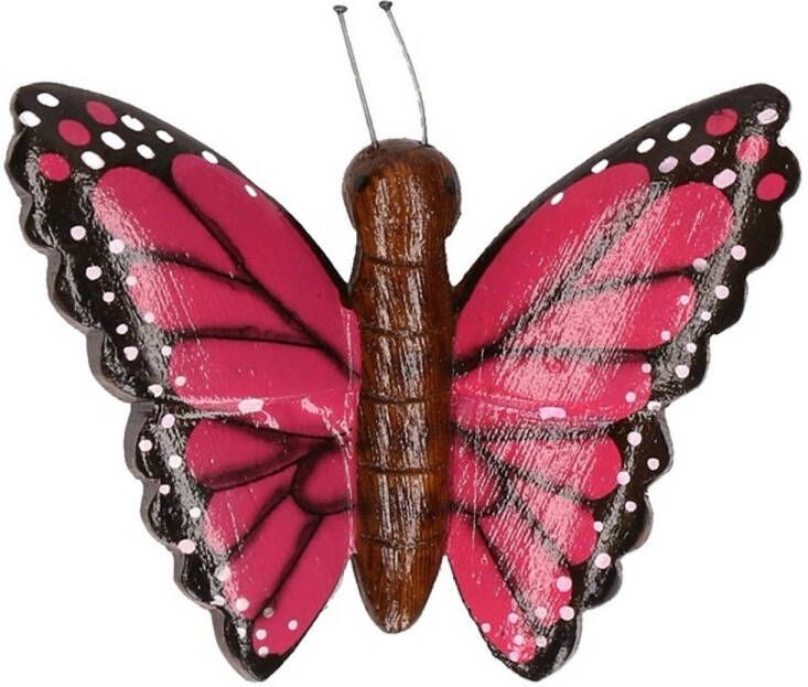 Merkloos Houten magneet in de vorm van een roze vlinder Magneten