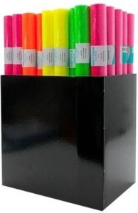 Merkloos Kaftpapier folie schoolboeken neon roze 6 meter Kaftpapier