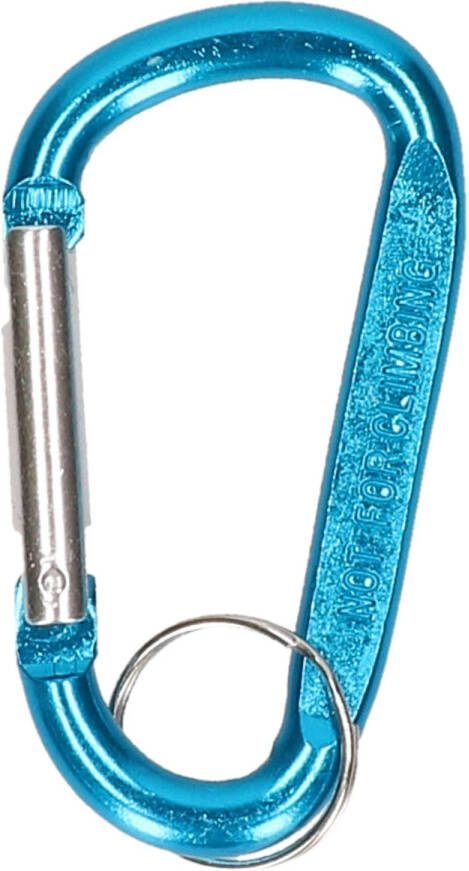 Merkloos Karabijnhaak metaal blauw 8 cm snaphooks karabiners Karabijnhaken