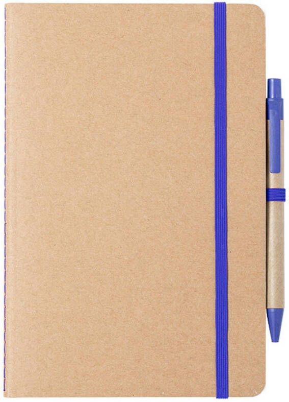 Merkloos Natuurlijn schriftje notitieboekje karton blauw met elastiek A5 formaat Schriften
