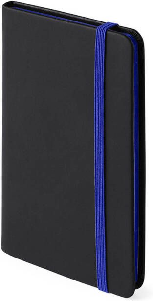 Merkloos Notitieboekje met blauw elastiek pu-leer kaft 9 x 14 cm Notitieboek
