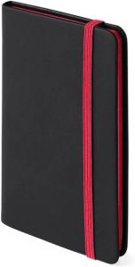 Merkloos Notitieboekje Met Rood Elastiek Pu-leer Kaft 9 X 14 Cm Notitieboek