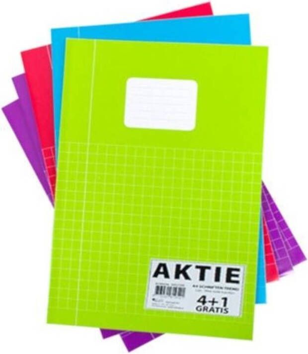 Merkloos Pakket van 10x stuks schoolschriften A4 ruitjes wiskunde gekleurd Schoolschrift