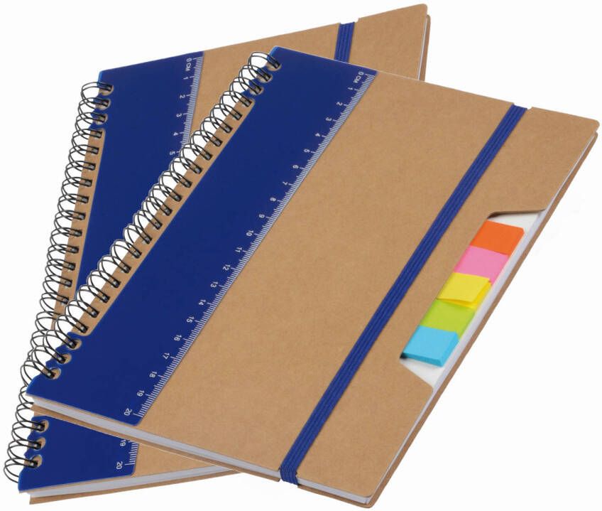 Merkloos Pakket van 2x stuks schoolschriften collegeblokken A5 blauw Notitieboek