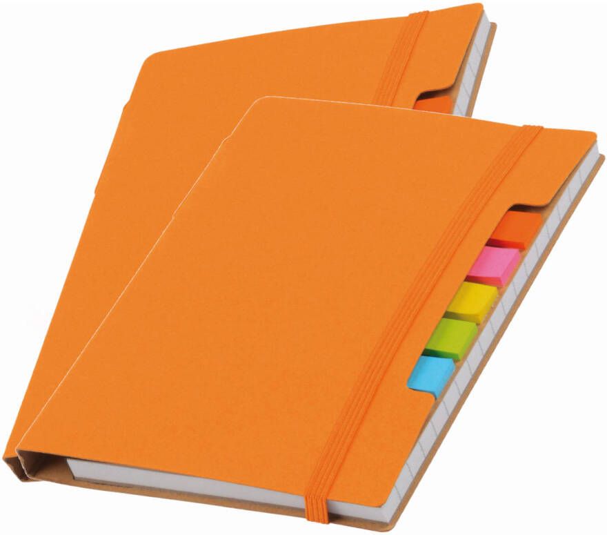 Merkloos Pakket van 2x stuks schoolschriften notitieboeken A6 gelinieerd oranje Notitieboek