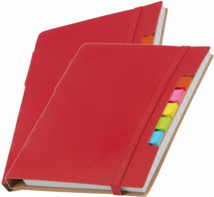 Merkloos Pakket van 2x stuks schoolschriften notitieboeken A6 gelinieerd rood Notitieboek