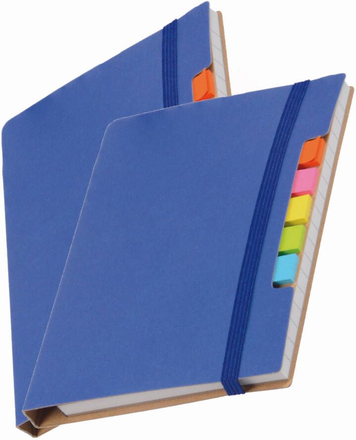 Merkloos Pakket van 2x stuks schoolschriften notitieboeken A6 harde kaft gelinieerd blauw Notitieboek