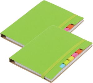 Merkloos Pakket Van 2x Stuks Schoolschriften notitieboeken A6 Harde Kaft Gelinieerd Groen Notitieboek