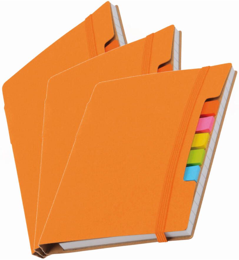 Merkloos Pakket van 3x stuks schoolschriften notitieboeken A6 gelinieerd oranje Notitieboek