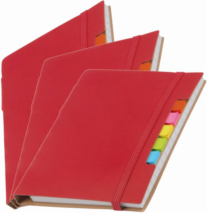 Merkloos Pakket van 3x stuks schoolschriften notitieboeken A6 gelinieerd rood Notitieboek