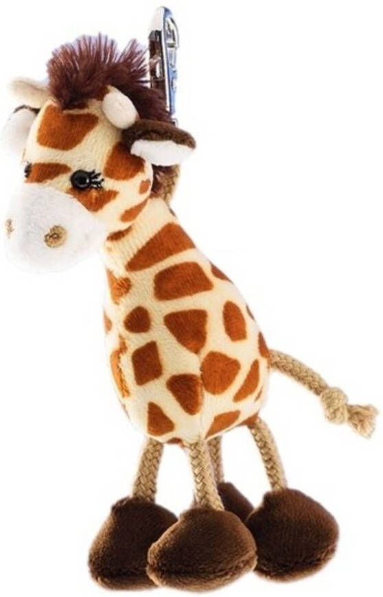 Merkloos Pluche mini knuffel giraffe sleutelhanger 13 cm Knuffel sleutelhangers