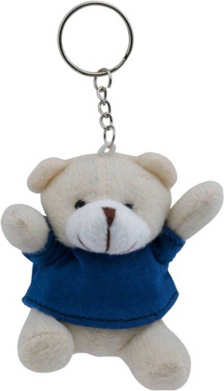 Merkloos Teddybeer knuffel sleutelhangertje blauw 8 cm Knuffel sleutelhangers