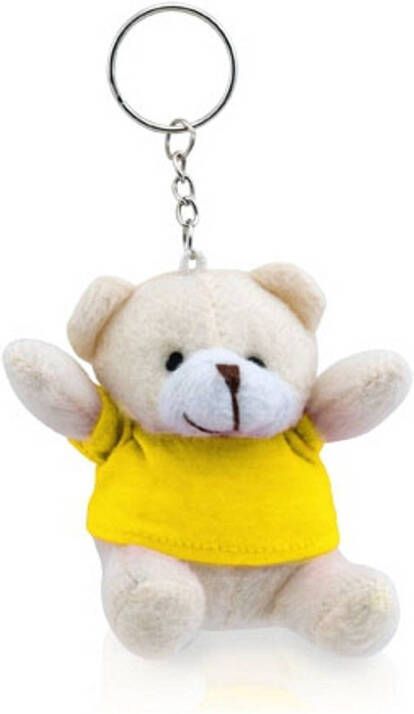 Merkloos Teddybeer knuffel sleutelhangertje geel 8 cm Knuffel sleutelhangers