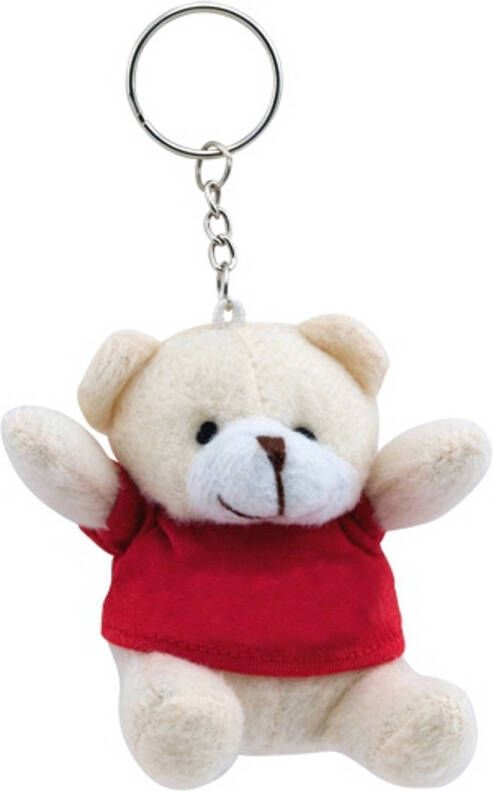Merkloos Teddybeer knuffel sleutelhangertje rood 8 cm Knuffel sleutelhangers