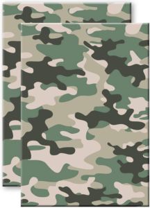 Merkloos Set Van 2x Stuks Camouflage legerprint Wiskunde Schrift notitieboek Groen Ruitjes 10 Mm A4 Formaat Notitieboek