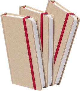 Merkloos Set Van 3x Stuks Luxe Schriftjes notitieboekjes Rood Met Elastiek A5 Formaat Schriften