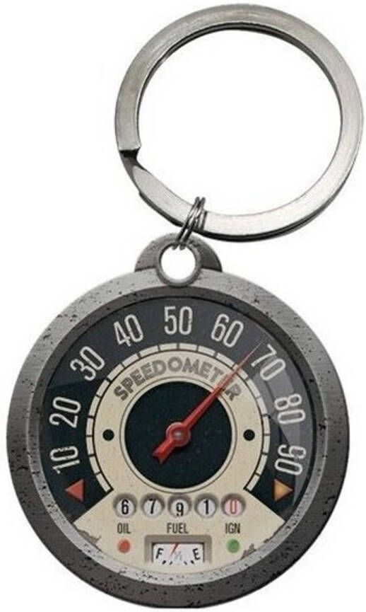 Merkloos Snelheidsmeter ronde sleutelhanger 4 cm Sleutelhangers