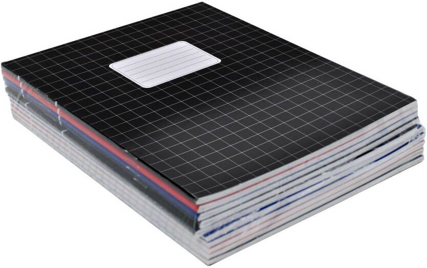 Merkloos Voordeelpakket 10x A5 ruitjes schriften gekleurd 10 mm Schriften