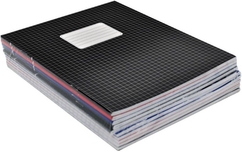 Merkloos Voordeelpakket 10x A5 ruitjes schriften gekleurd 5 mm Schriften