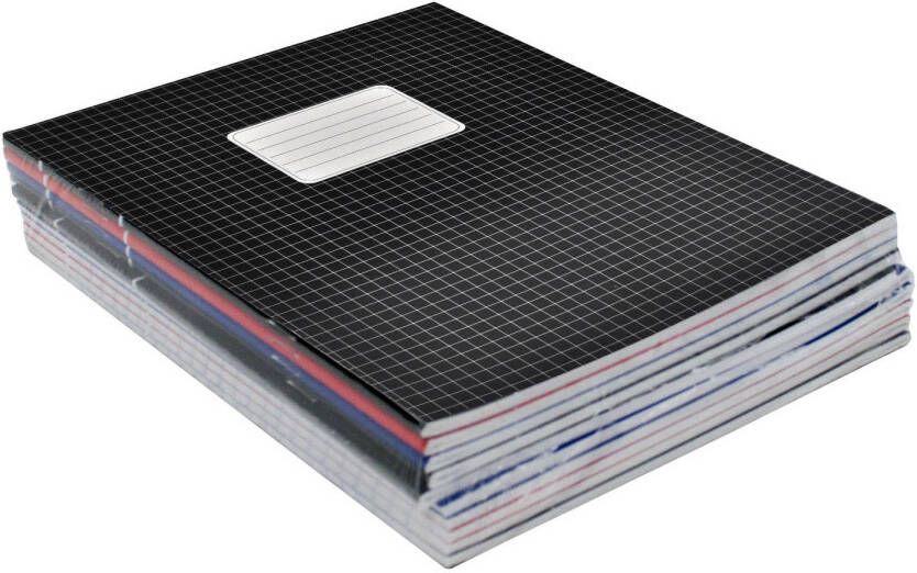 Merkloos Voordeelpakket 10x A5 ruitjes schriften gekleurd 5 mm Schriften