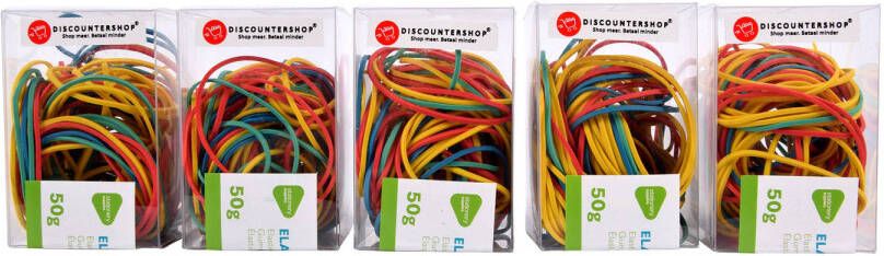 Merkloos Vrolijk gekleurde elastiekjes van rubber 5 doosjes met elk 50g Speciaal voor kinderen Handige kleine elastiekjes