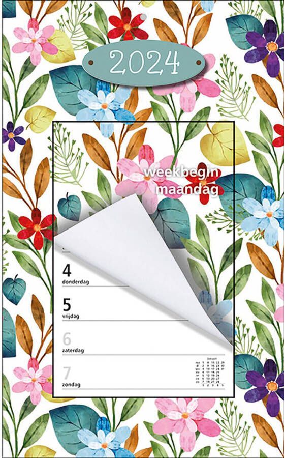 MGP cards Week Scheurkalender 2024 Week begint op Maandag Bloemen Kleur