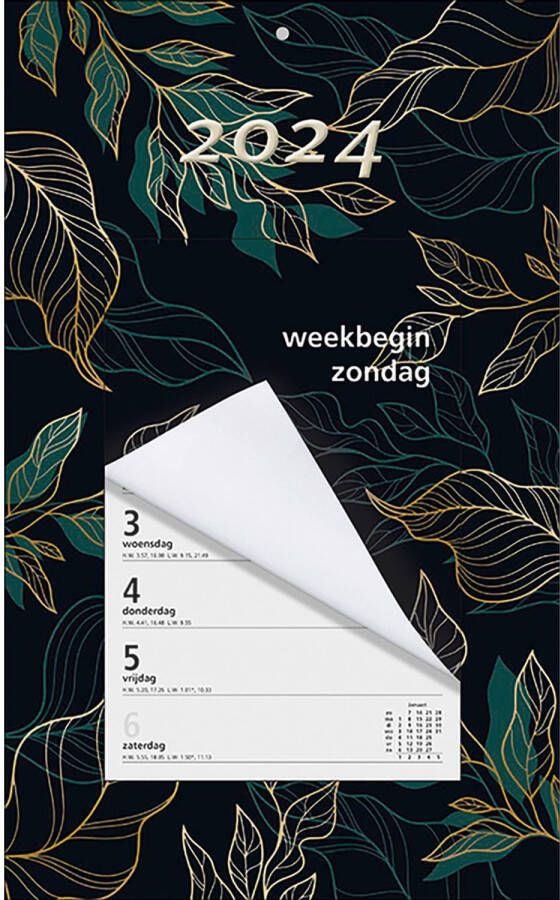 MGP cards Week Scheurkalender 2024 Week begint op Zondag Bladeren Groen