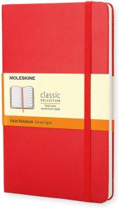 Moleskine notitieboek ft 13 x 21 cm gelijnd harde cover 240 blad rood