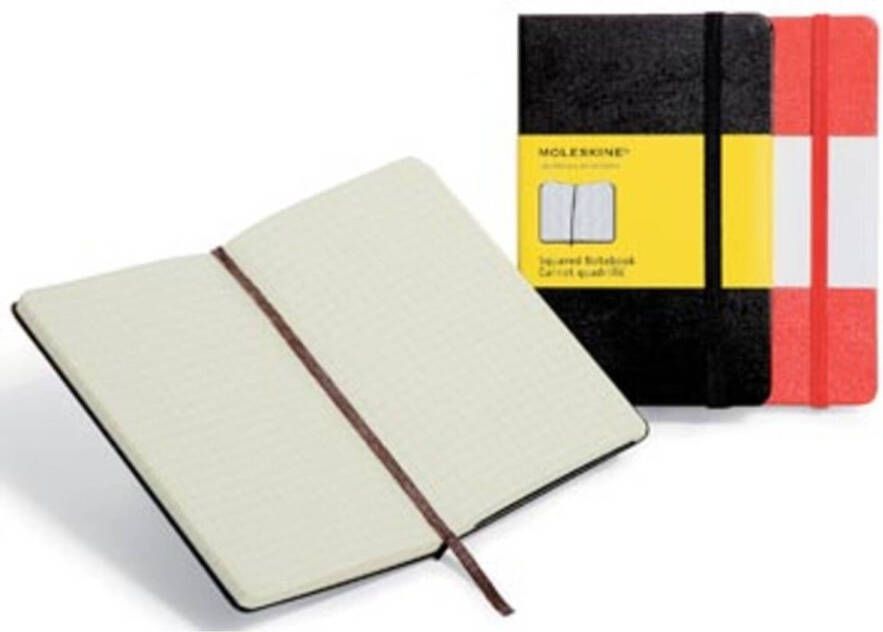 Moleskine notitieboek ft 9 x 14 cm geruit harde cover 192 bladzijden zwart