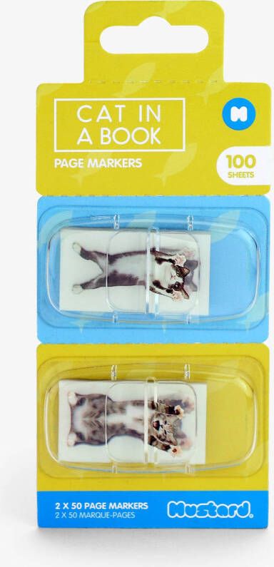 Mustard Desktop Pagina Markers 100 Stuks Cat in a Book Papier Multicolor