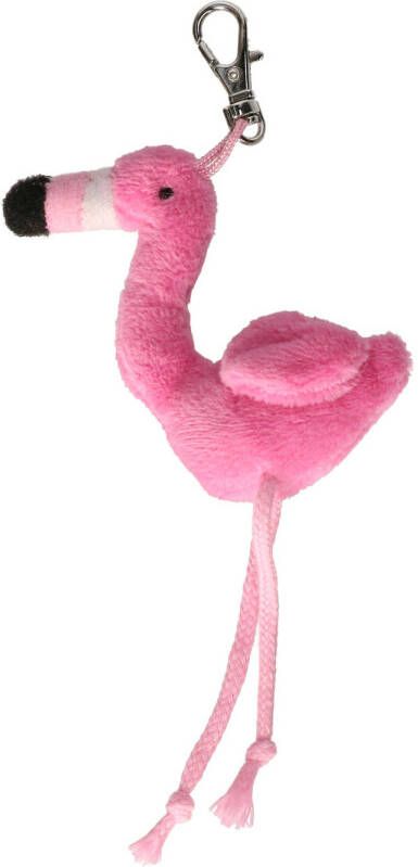 Nature Planet Flamingo vogel sleutelhanger pluche 6 cm Knuffel sleutelhangers