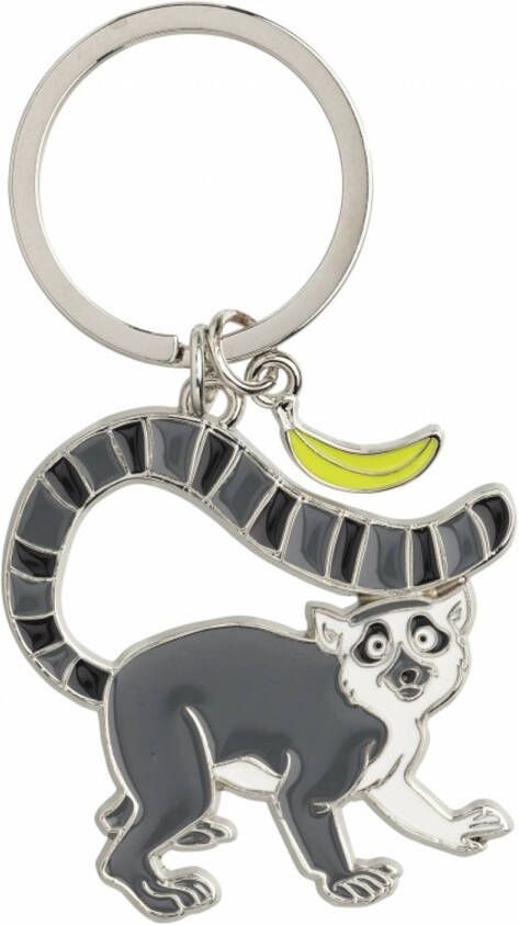 Nature Planet Metalen ringstaartmaki apen sleutelhanger 5 cm Sleutelhangers