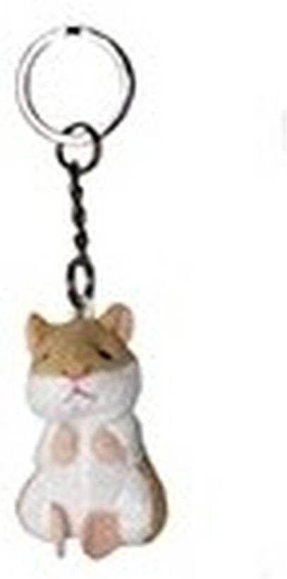 Nature Planet Pluche hamster knuffeldier sleutelhanger 6 cm bruin Dieren sleutelhangers Knuffel sleutelhangers